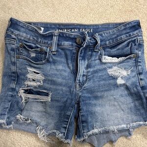 American Eagle Outfitters Light Blue Ripped Jean Shorts